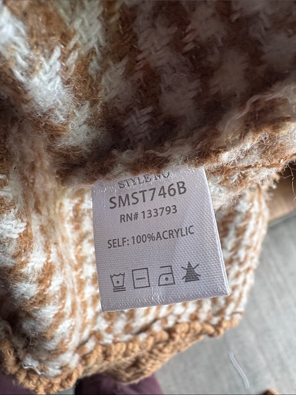 POL Camel Cable Knit Cardigan with Cream Accents - Picture 7 of 8